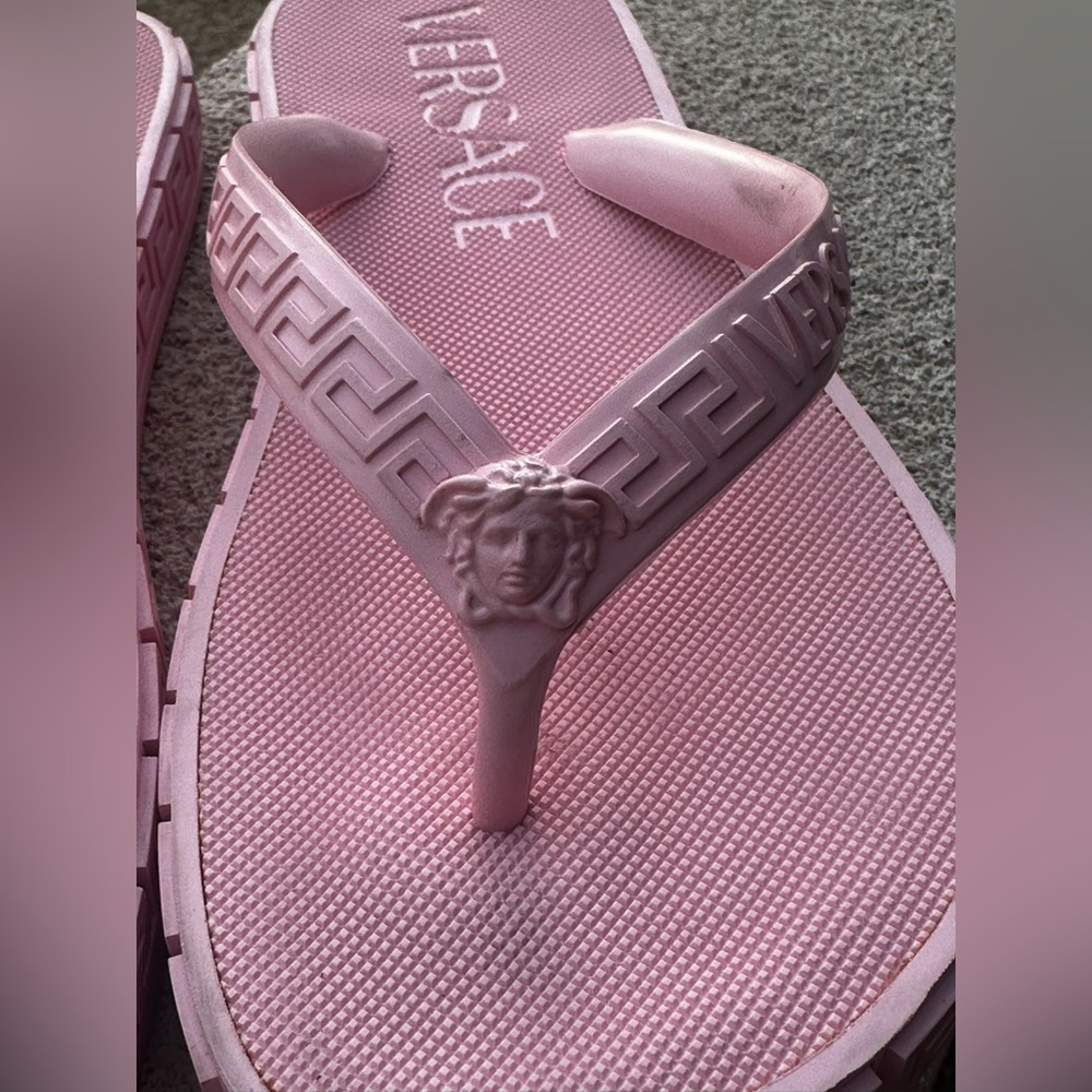 Versace Pink Rubber Flip Flop Sandals - Picture 2 of 7